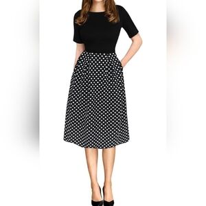 Plus Size Vintage Puffy Swing Dress with Pockets-Size 3X